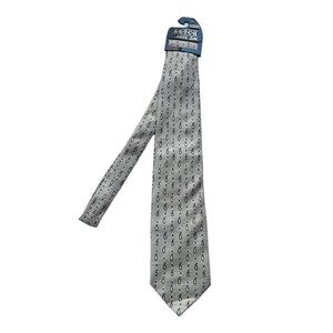 Ketch‎ Men’s Tan Navy and White Paisley Dot Pattern 100% Silk Classic Neck Tie